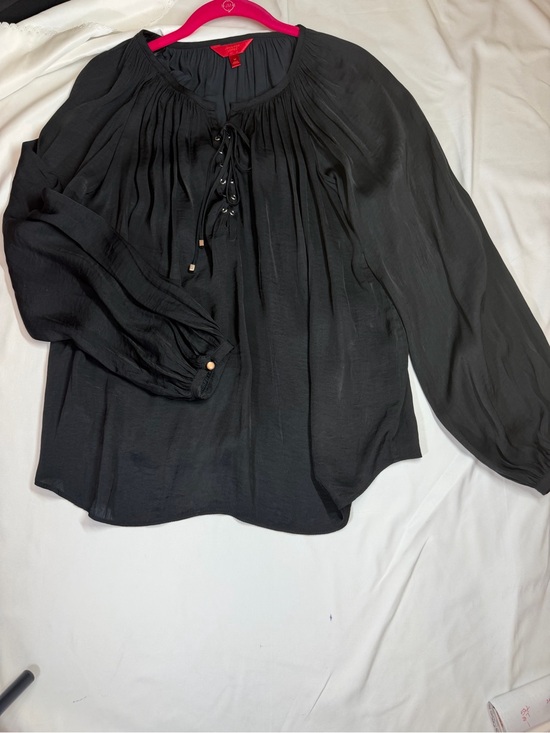 Jennifer Lopez Tops - Jennifer Lopez Black Lace-Up Peasant Blouse